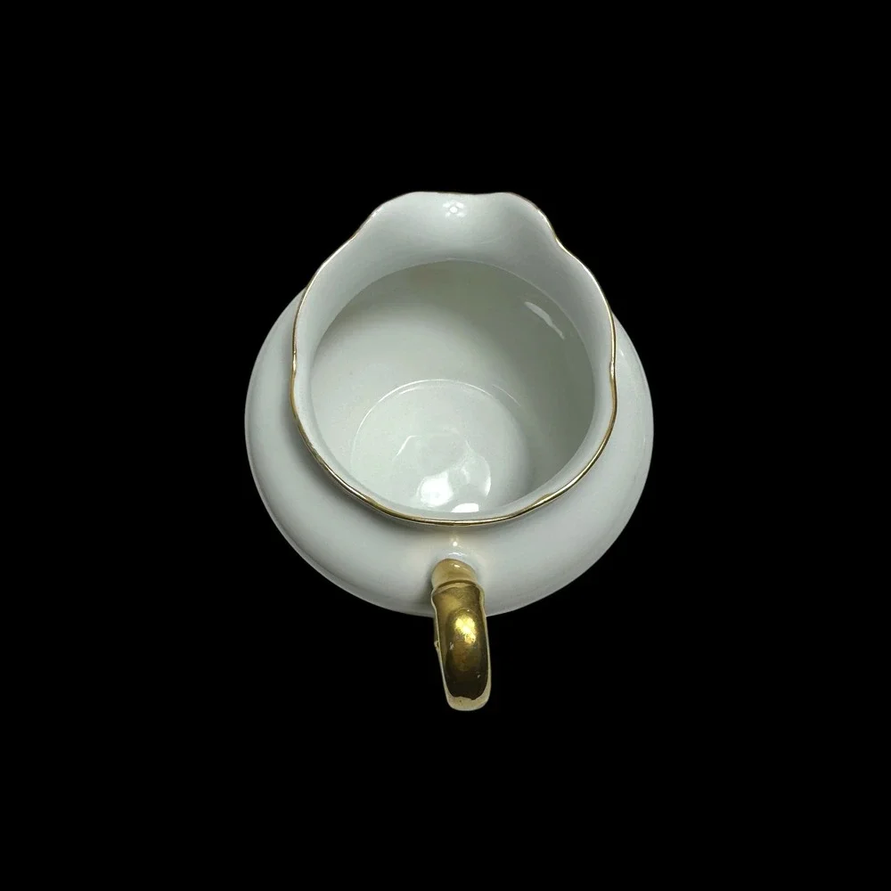 Vintage Epiag Royal Czechoslovakia White Porcelain Gold Trim Sugar & Creamer Set